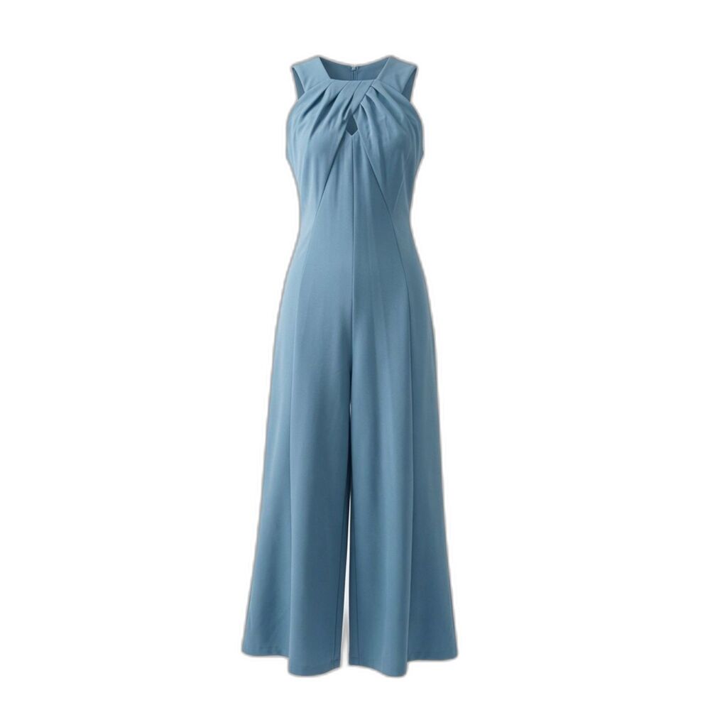 Calvin Klein Women's Size 10 Dusty Slate Blue Wide Leg Halter Jumpsuit